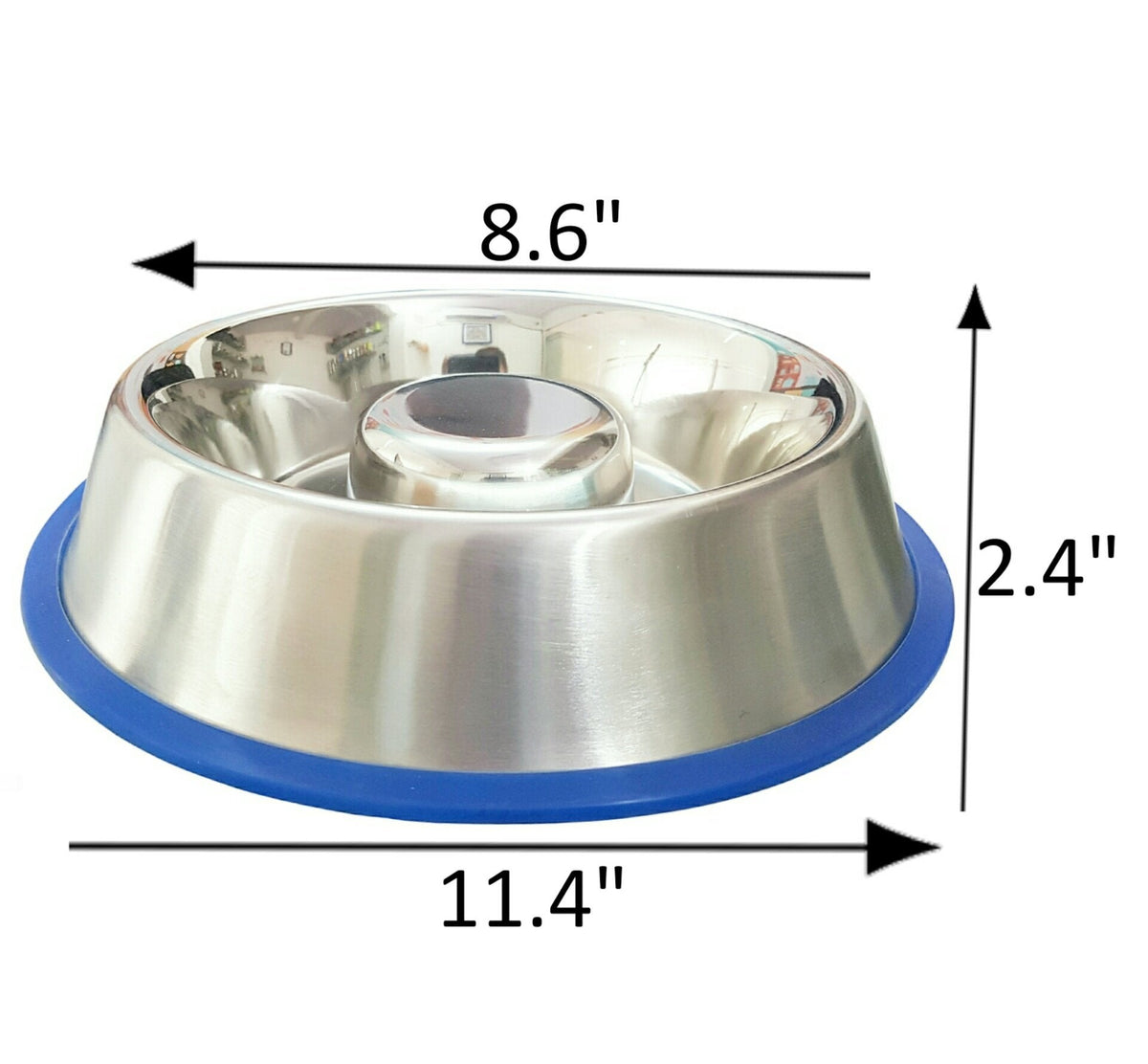 Stainless Steel Slow Feeder Dog Bowl with Non-Slip Silicone Base, Three Capacities for Wet or Dry Food source image 7