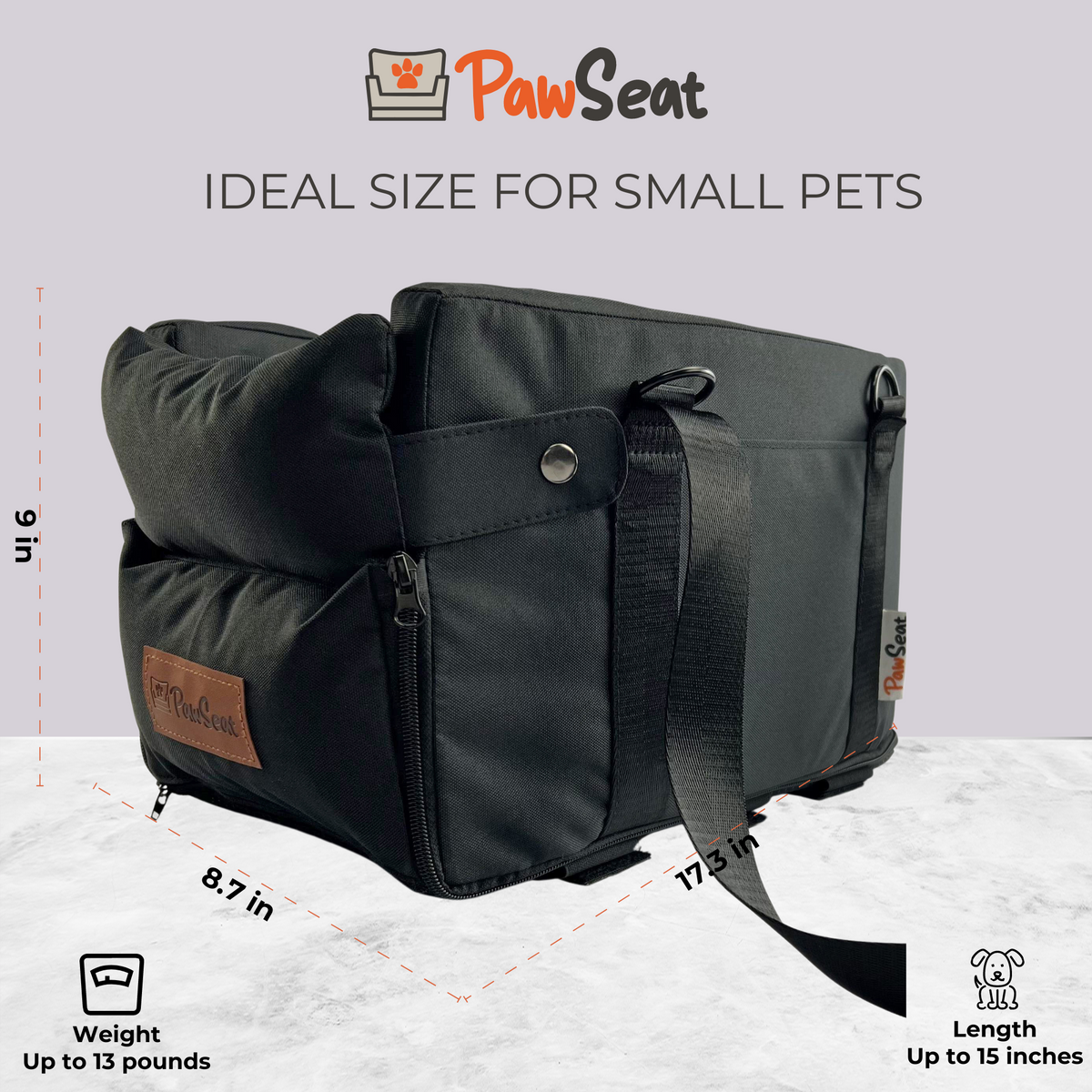 Pet Car Booster Seat and Carrier for Small Pets, Convertible Travel Basket with Safety Tether and Pillow source image 7