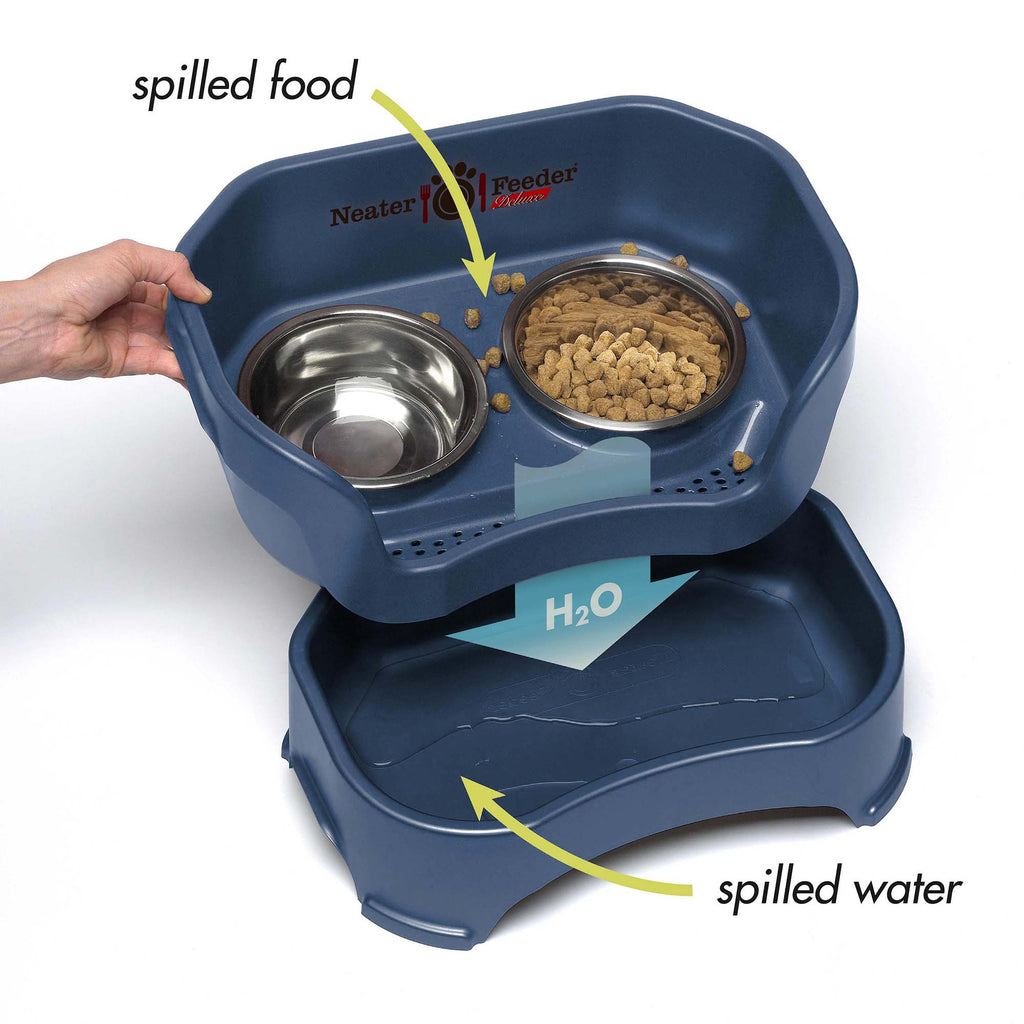 Elevated Slow Feeder Station for Dogs, Stainless Steel Bowl Set and Spill-Catching Basin in Three Sizes source image 7