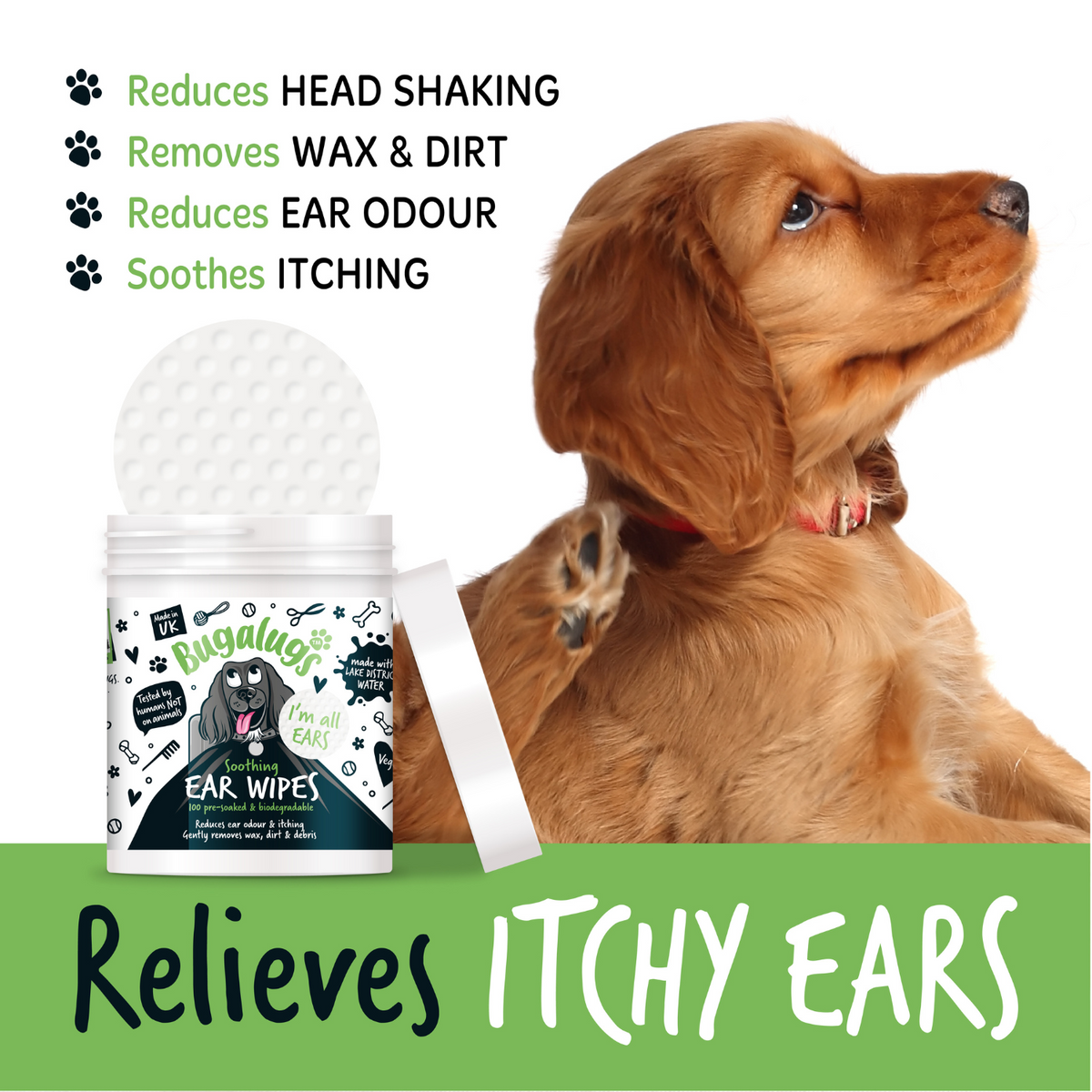 Biodegradable Dog Ear Wipes for Daily Cleaning, 100 Pre-Soaked Pads to Remove Dirt, Wax and Odor source image 7