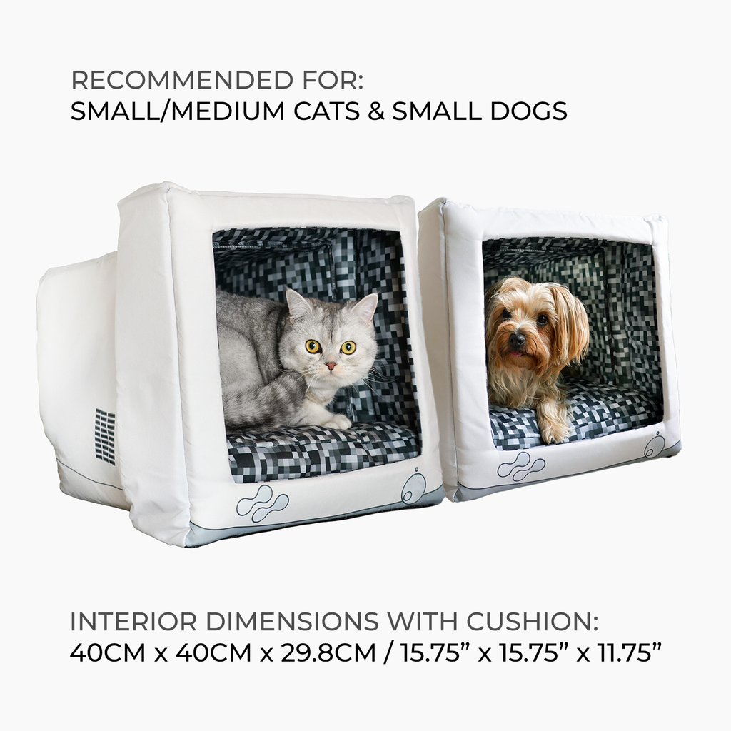 Retro Monitor Pet Cave Bed for Cats and Small Dogs, Dual-Texture Cushion and Washable Zipper Cover source image 7