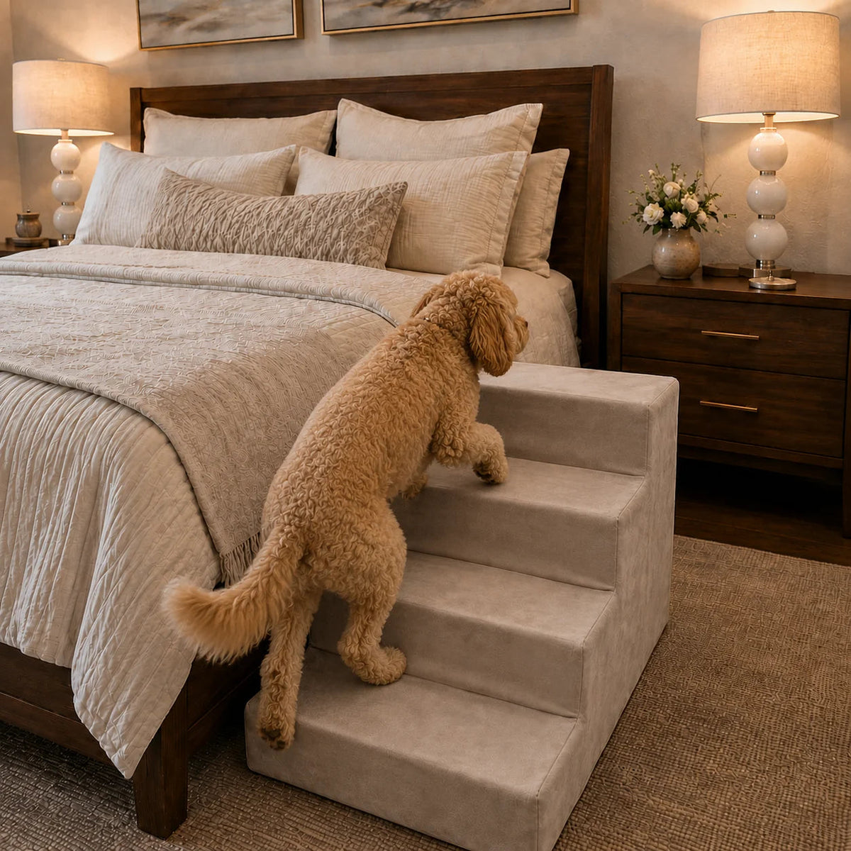 Foam Pet Stairs for Beds and Sofas, Supportive Micro Suede Steps in Three Heights and Four Colors source image 7
