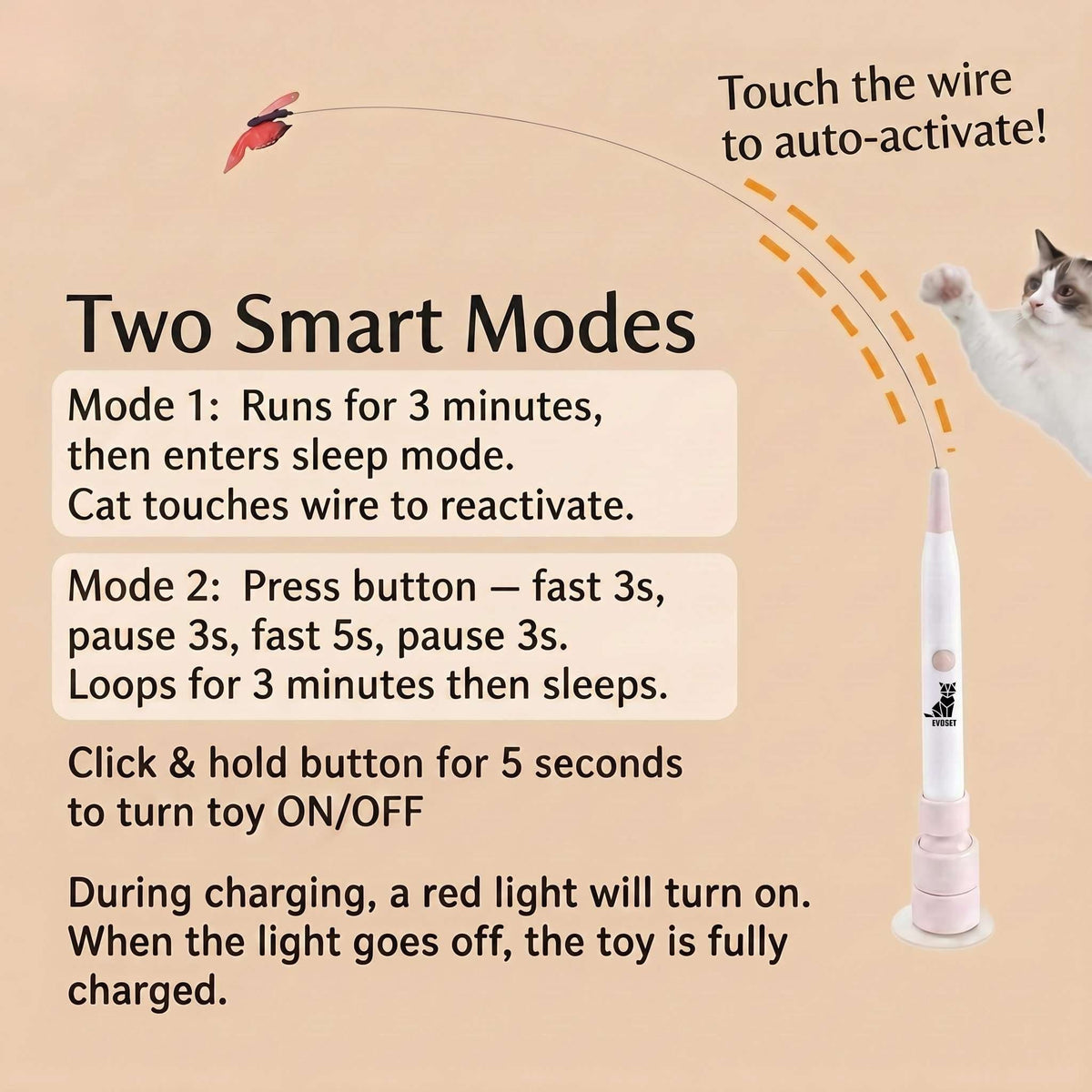 Automatic Butterfly Cat Toy, Rechargeable 360-Degree Chaser for Indoor Exercise with Suction-Cup Mount source image 7