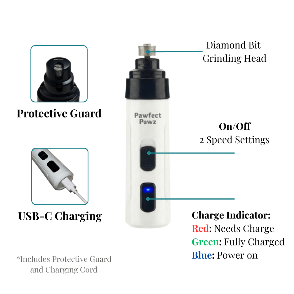 Electric Pet Nail Grinder, USB-C Rechargeable Two-Speed Tool with Three Guards and Diamond Grinding Head source image 7