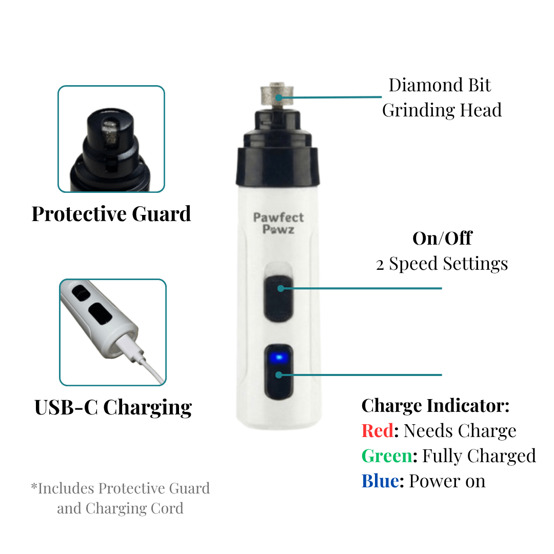 Electric Pet Nail Grinder, USB-C Rechargeable Two-Speed Tool with Three Guards and Diamond Grinding Head source image 7