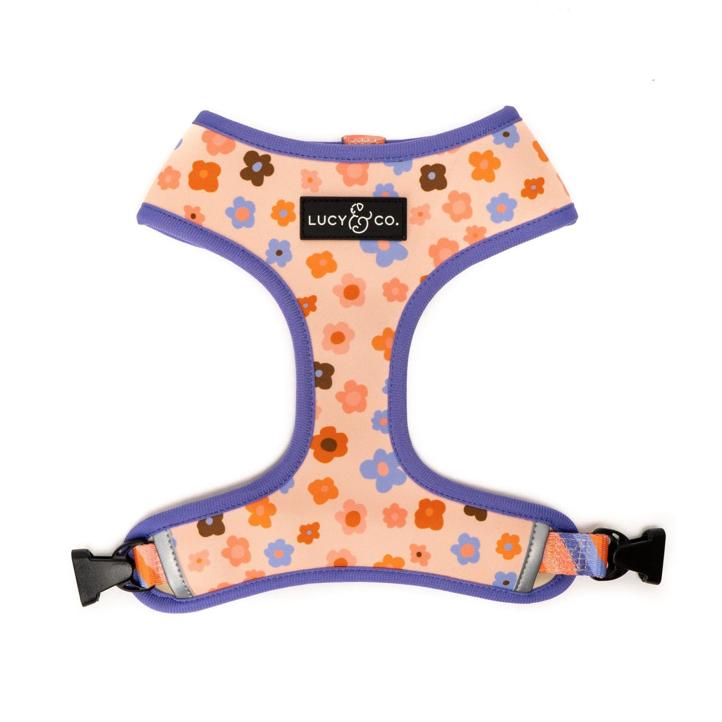 Reversible Floral Dog Harness in Water-Repellent Neoprene, Flexible Everyday Fit from XS to XL source image 7