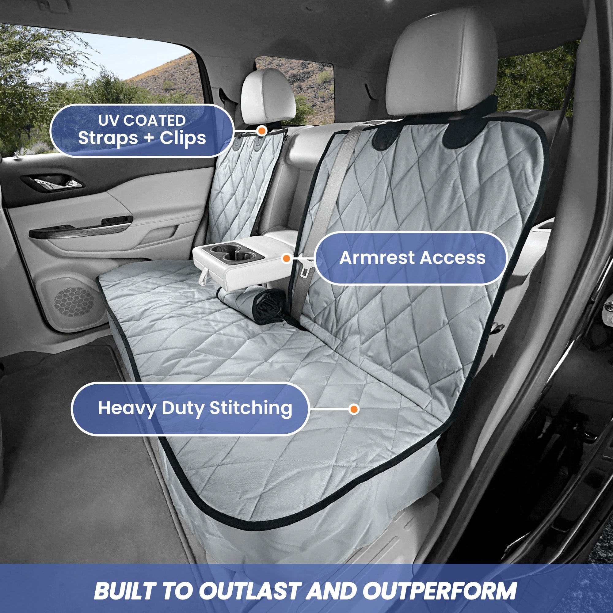 Split Rear Seat Dog Cover for Fold-Down Seats, 54-Inch Waterproof Non-Slip Protector in Four Colors source image 7