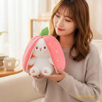 Reversible Bunny Plush Toy Transforming into Strawberry or Carrot Designs in Three Soft Sizes source image 6