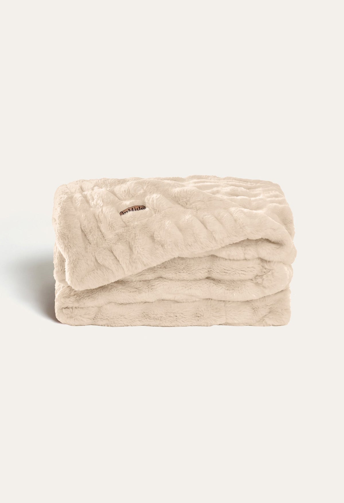 Ruched Faux-Fur Throw Blanket Beige Bear / Medium 50" x 60"