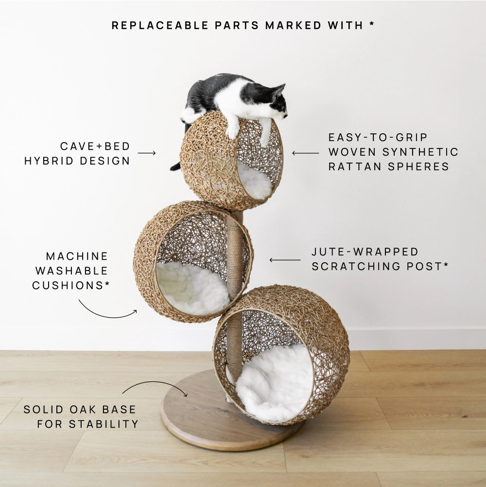 Three-Cave Rattan Cat Tree product image 7