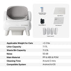 Open-Top Self-Cleaning Cat Litter Box, App-Connected Waste System with Safety Sensors for Cats up to 33 lb source image 8