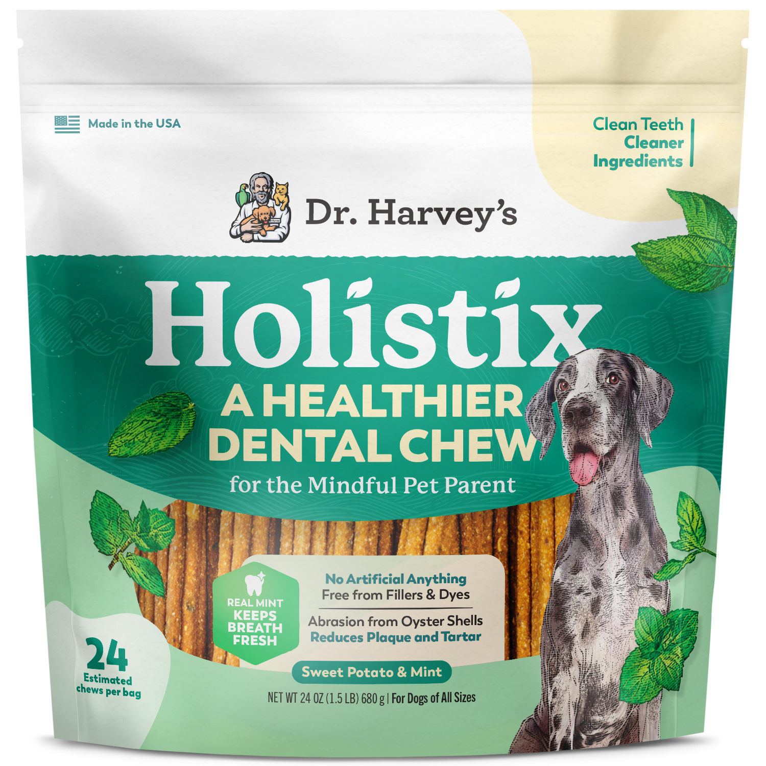 Sweet Potato Dental Chews for Dogs, Mint-Flavored 24 oz Bag for Natural Abrasion and Fresher Breath source image 8