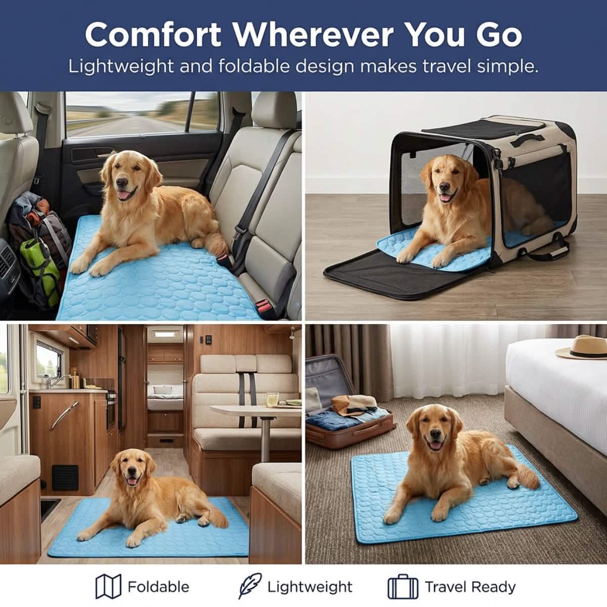 Self-Cooling Dog Mat in Three Crate-Friendly Sizes, Ice Silk Surface for Indoor, Car and Summer Rest source image 8