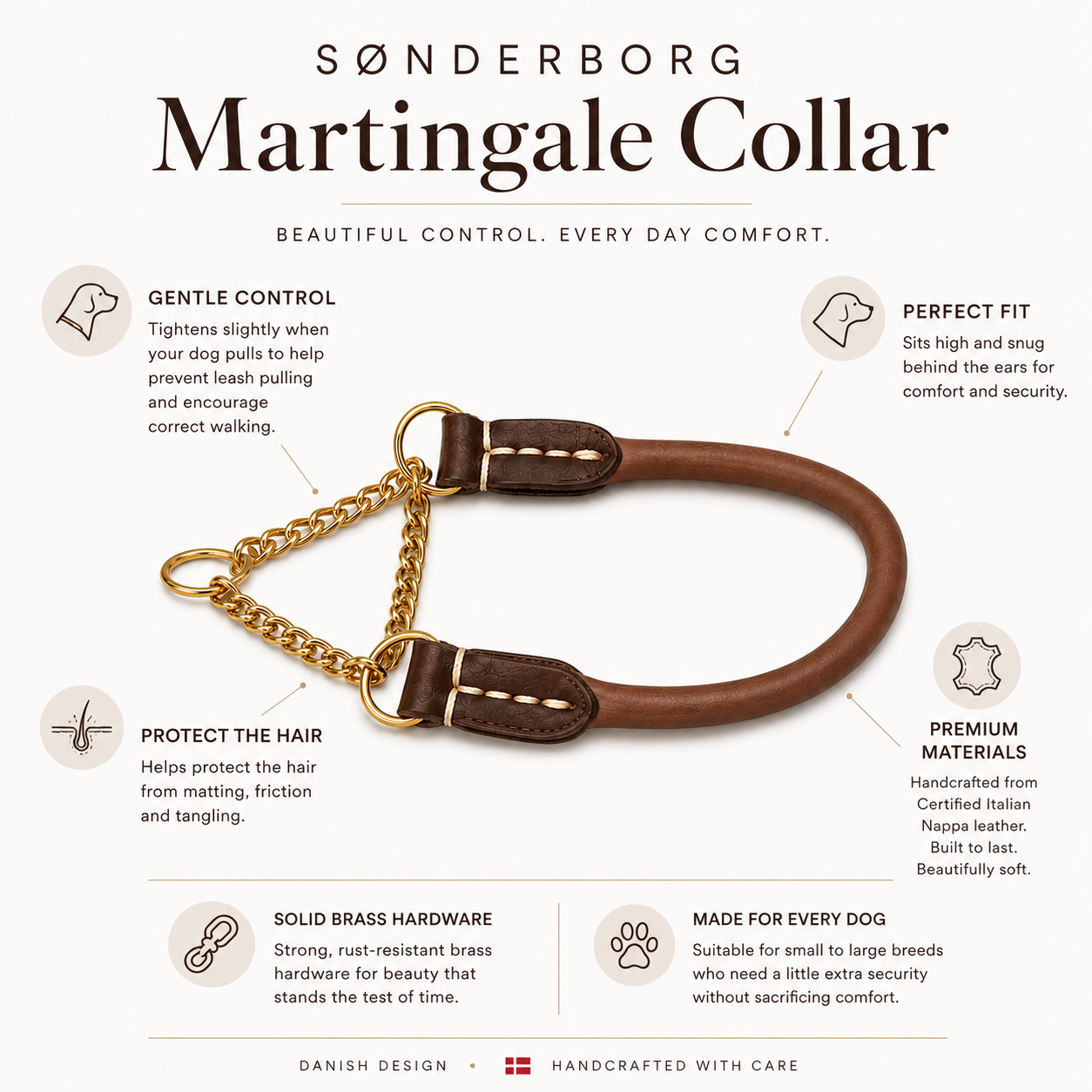 Rolled Leather Martingale Dog Collar, Seam-Free Round Design for Controlled Walks in 10 to 22 Inch Sizes source image 8