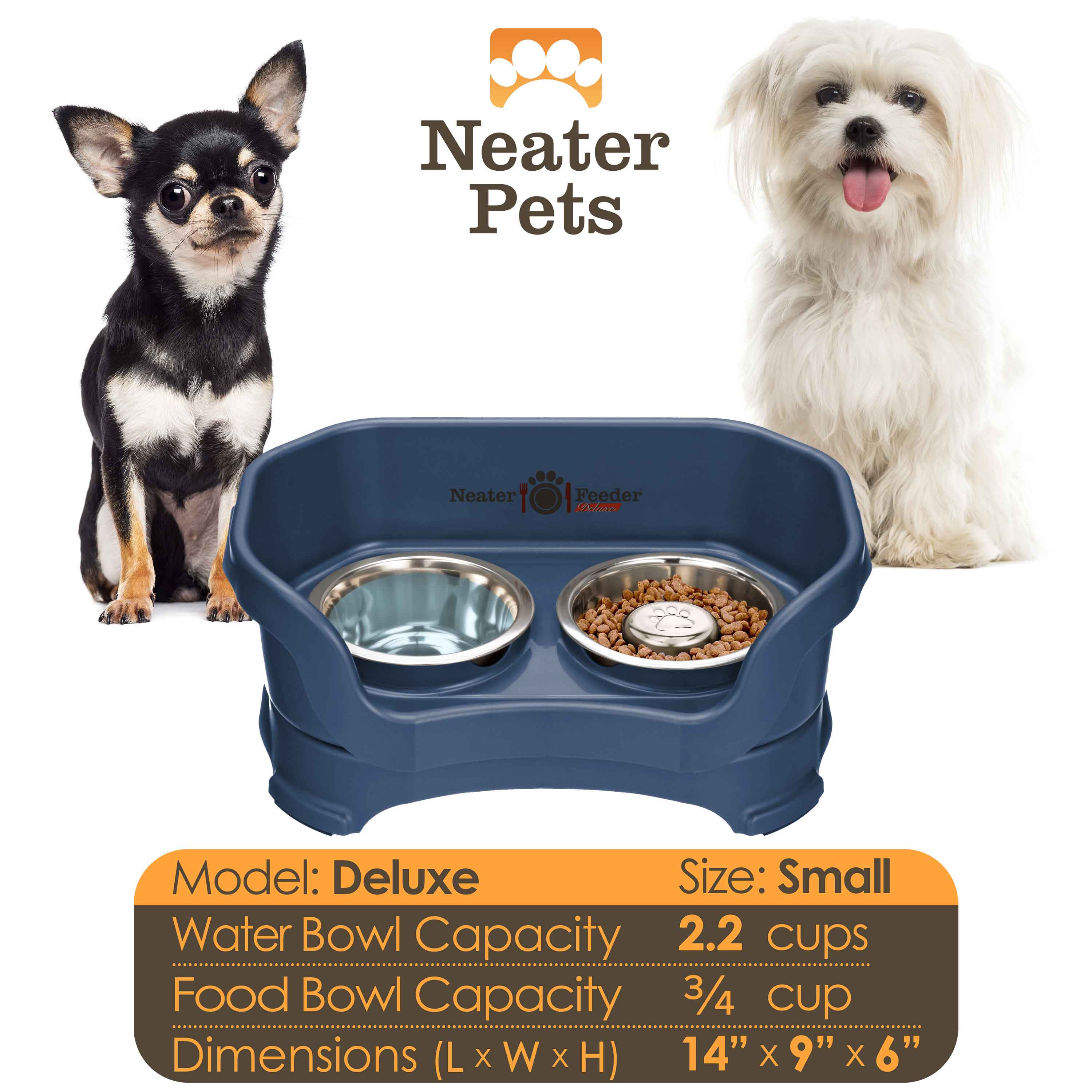Elevated Slow Feeder Station for Dogs, Stainless Steel Bowl Set and Spill-Catching Basin in Three Sizes source image 8