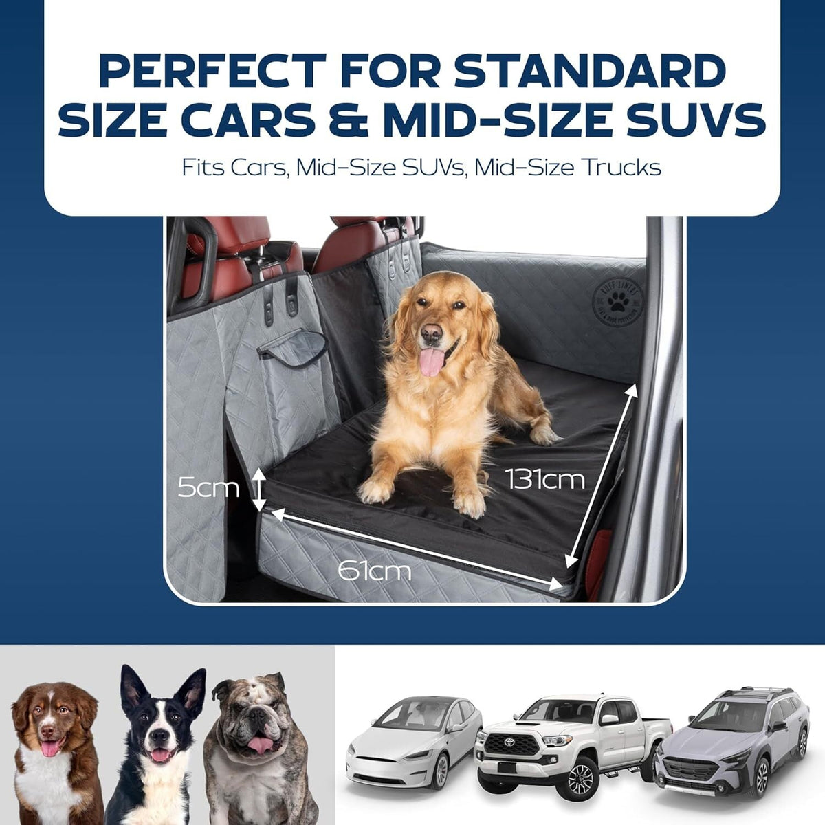 Travel Dog Bed for Cars and Trucks, Two-Inch Support Foam in Waterproof Washable Black or Gray Covers source image 9