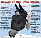 Horse Fly Mask and Ear Protection, 95% UV Eye Shield, Breakaway Clips and Five Sizes from Mini to X-Large source image 9