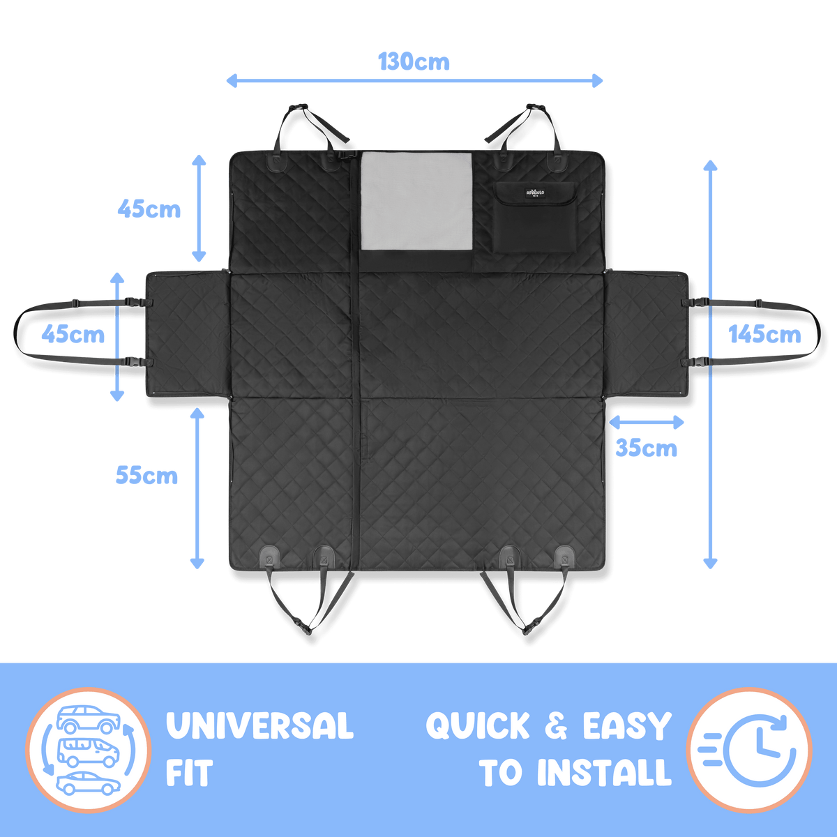 Waterproof Dog Car Seat Cover for Sedans, SUVs and Utes, Four-Way Layout for Left or Right Drive source image 9