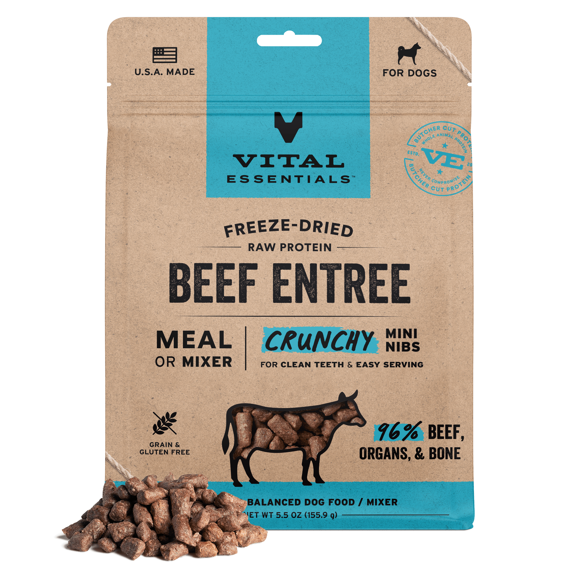 Freeze-Dried Raw Beef Dog Food Mini Nibs for Complete Meals or Mixers, Available in Four Bag Sizes source image 9