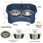 Elevated Slow Feeder Station for Dogs, Stainless Steel Bowl Set and Spill-Catching Basin in Three Sizes source image 9