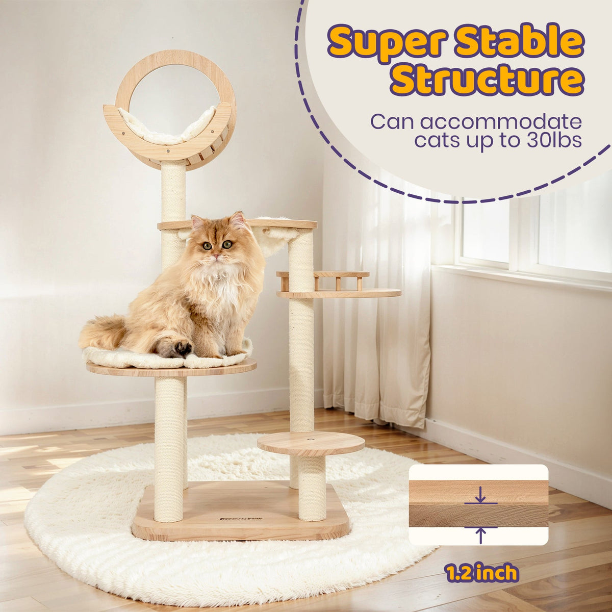 Transformable Cat Tree for Large Cats, Modular Tower with Hammock and Three Flexible Layouts for Multi-Cat Homes source image 9