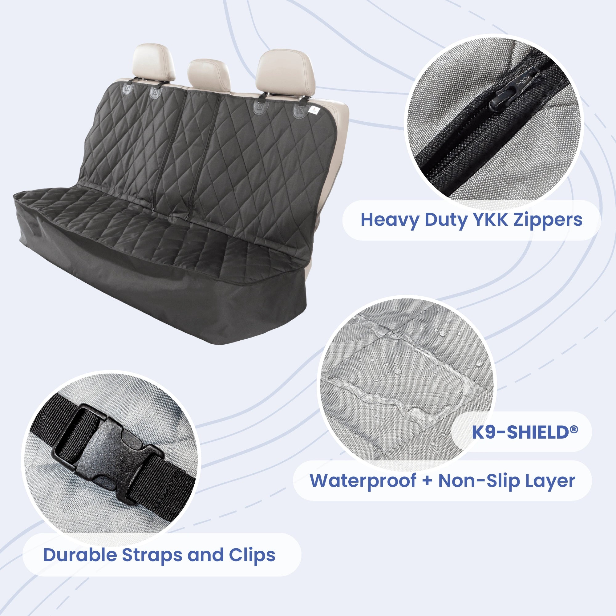 Split Rear Seat Dog Cover for Fold-Down Seats, 54-Inch Waterproof Non-Slip Protector in Four Colors source image 9