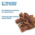 Braided Bully Stick Dog Chews Made from 100% Beef, Six-Inch Treats in Four Multi-Pack Quantities source image 9
