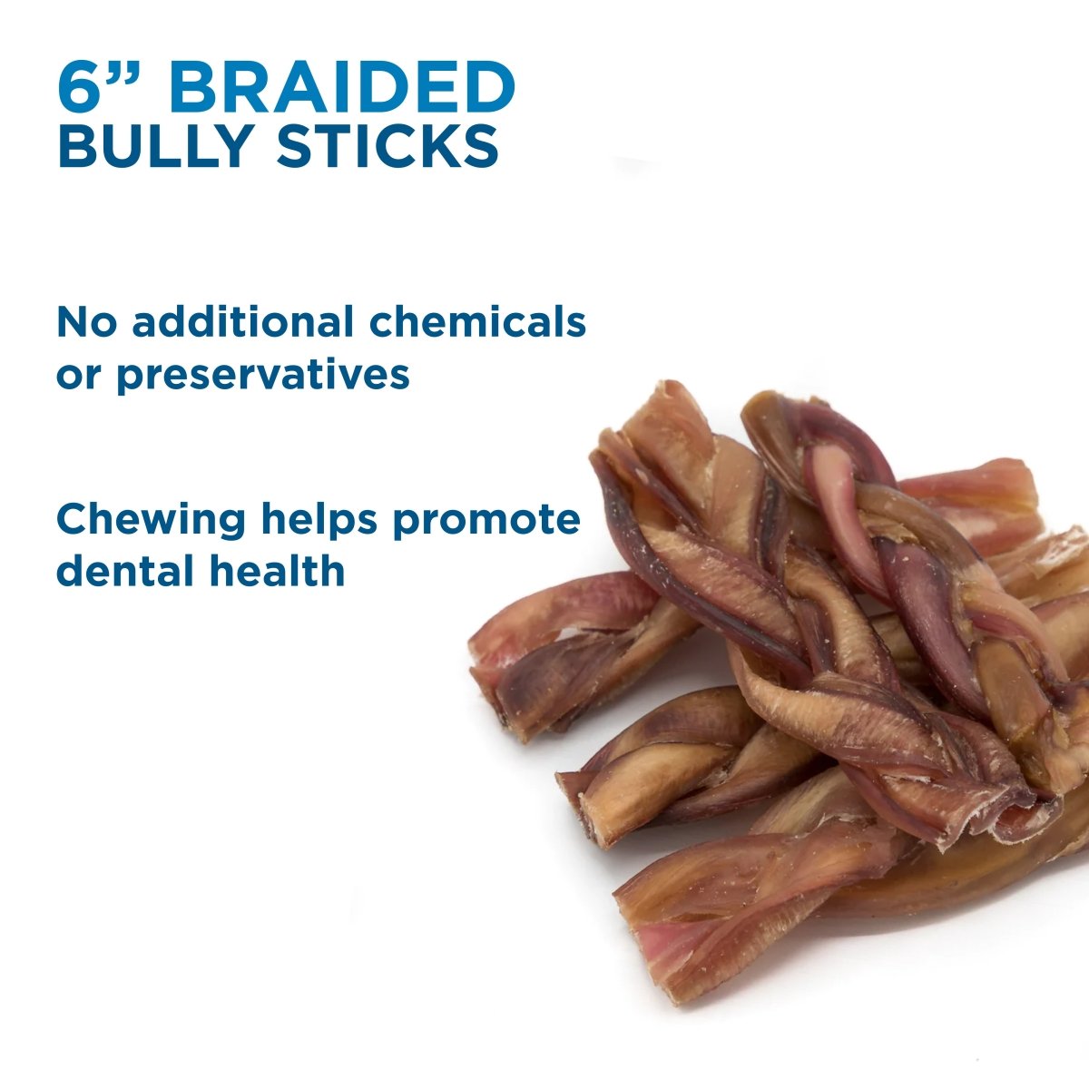 Braided Bully Stick Dog Chews Made from 100% Beef, Six-Inch Treats in Four Multi-Pack Quantities source image 9