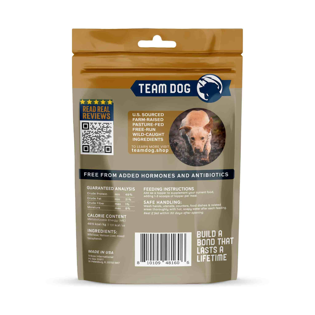 Freeze Dried Dog Food Topper, Wild Boar and Venison Liver Recipe in a 5 oz Bag for Daily Meals source image 9