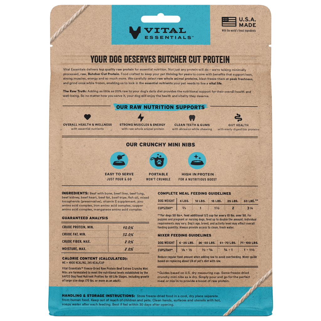 Freeze-Dried Raw Beef Dog Food Mini Nibs for Complete Meals or Mixers, Available in Four Bag Sizes source image 10