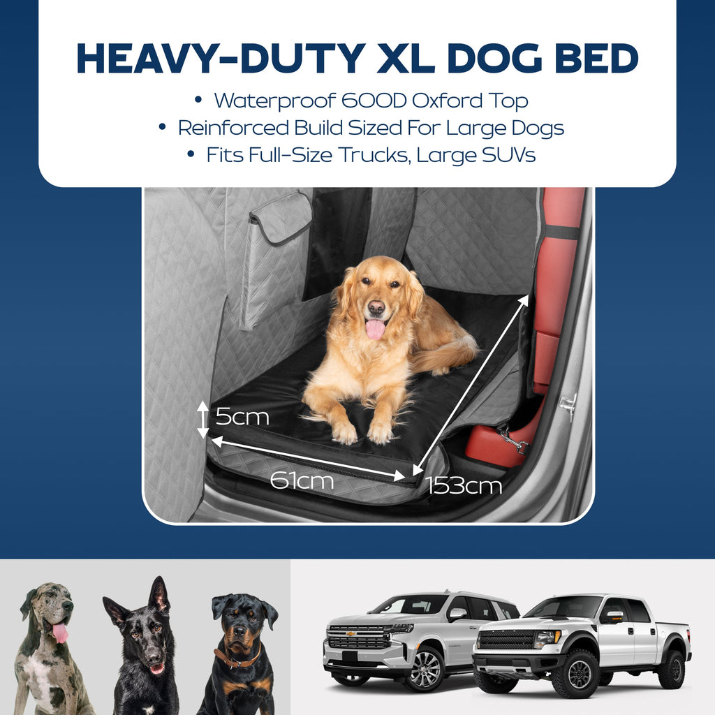 Travel Dog Bed for Cars and Trucks, Two-Inch Support Foam in Waterproof Washable Black or Gray Covers source image 10
