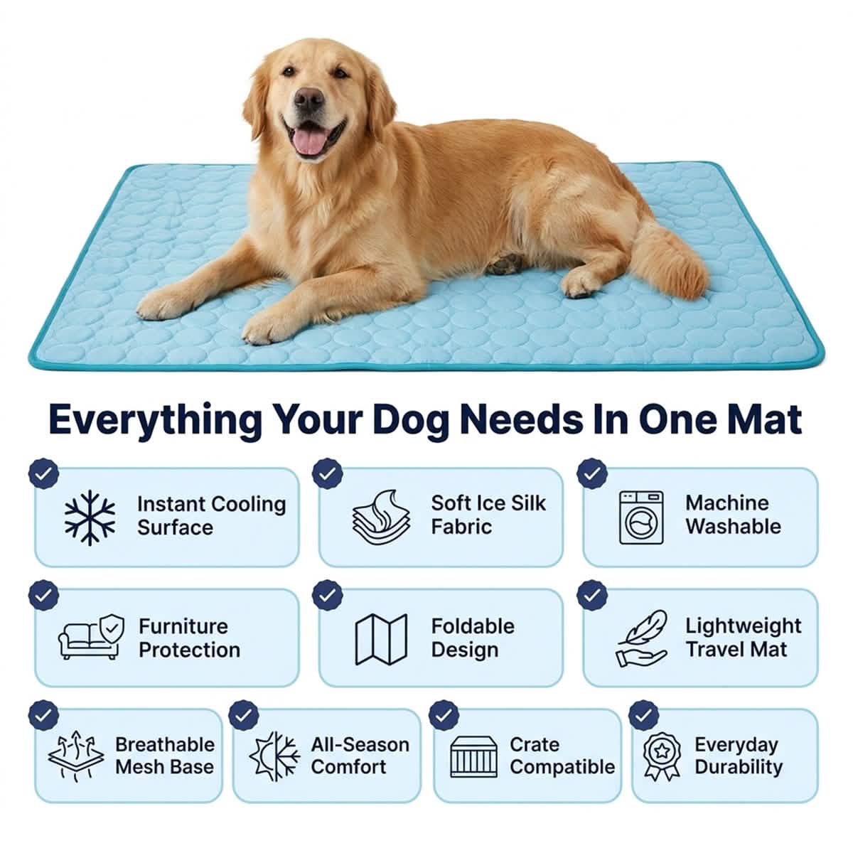 Self-Cooling Dog Mat in Three Crate-Friendly Sizes, Ice Silk Surface for Indoor, Car and Summer Rest source image 10