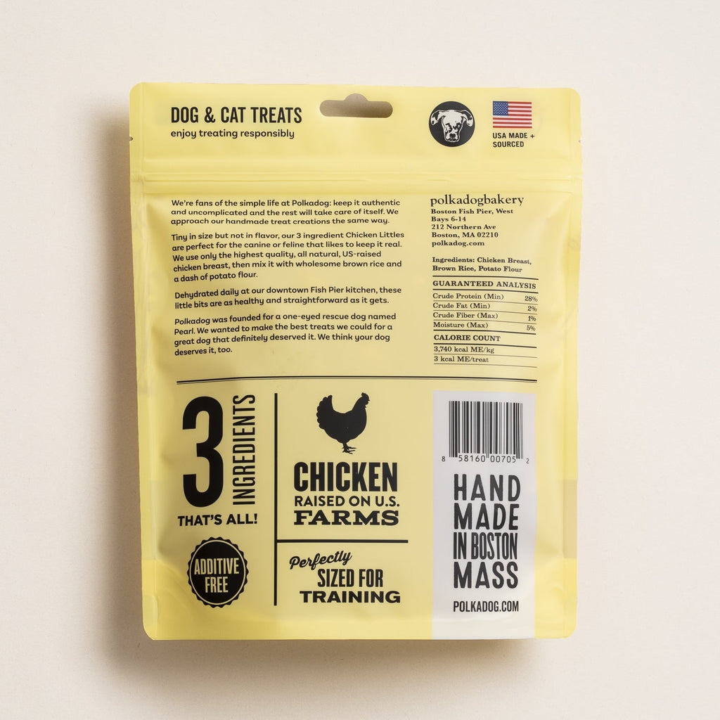 Back of the Polkadog Chicken Littles pouch