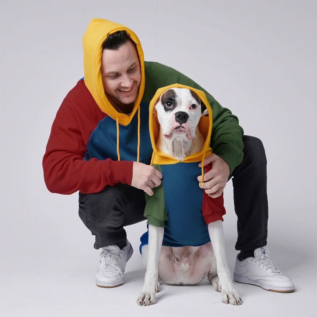 Color Block Fleece Hoodie for Adults with Four-Way Stretch and Eight Coordinated Designs for Pet Matching product image 10