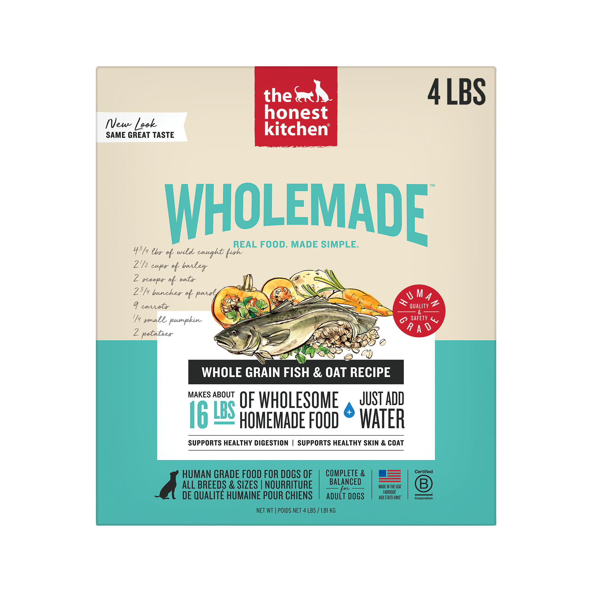 Wholemade Dehydrated Dog Food Whole Grain Fish &amp; Oat Recipe from The Honest Kitchen ::4-lb