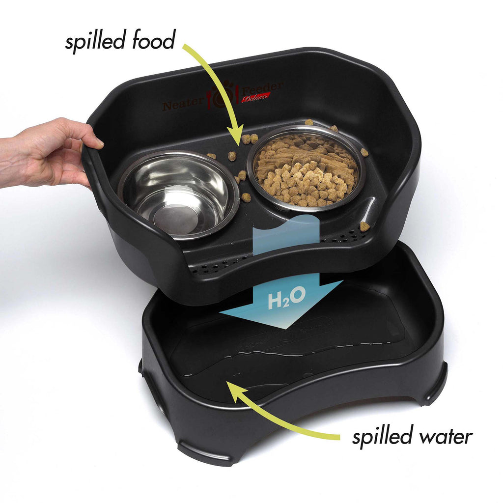Elevated Slow Feeder Station for Dogs, Stainless Steel Bowl Set and Spill-Catching Basin in Three Sizes source image 11