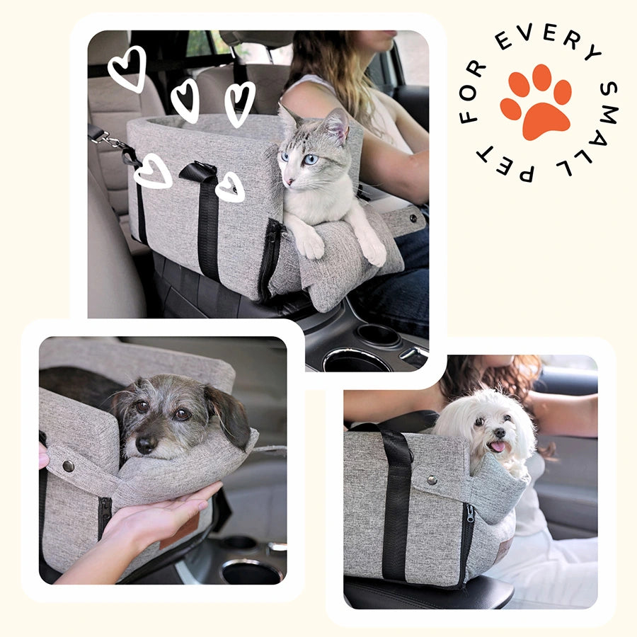 Pet Car Booster Seat and Carrier for Small Pets, Convertible Travel Basket with Safety Tether and Pillow source image 11