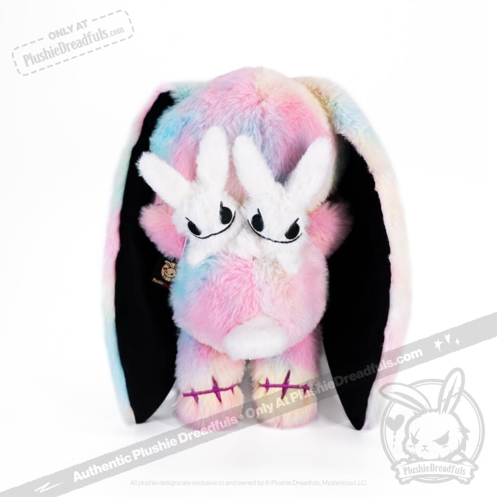 Tie-Dye Anxiety Rabbit Plush Set, 50 cm Character with Two Worry Bunnies Stored Inside the Zippered Body source image 11