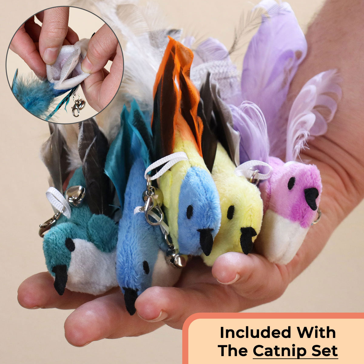 Interactive Bird Cat Toy Bundle, Weighted Base and Suction Cup Set with Five Realistic Attachments for Hunting Play source image 11