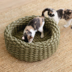 Handwoven Cat Nest Bed, Adjustable Velvety Knotted Design in Five Neutral and Earth-Tone Colors source image 12