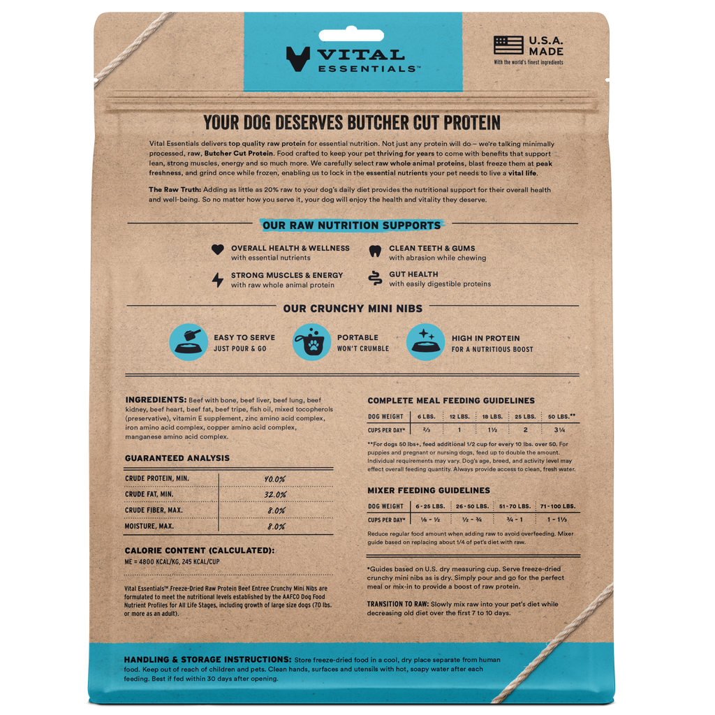 Freeze-Dried Raw Beef Dog Food Mini Nibs for Complete Meals or Mixers, Available in Four Bag Sizes source image 12