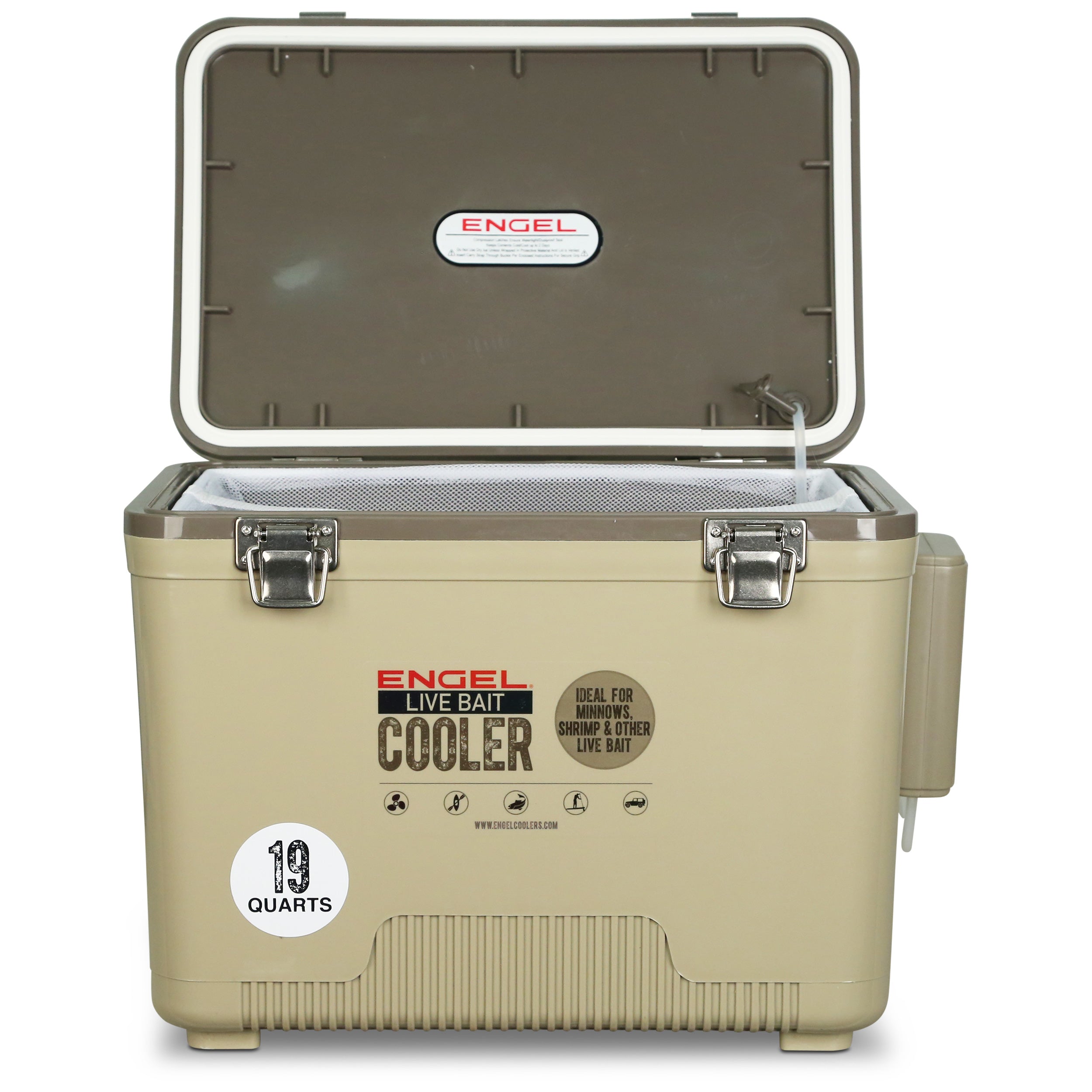 19 Quart Live Bait Cooler, USB-C Rechargeable Aerator and Stainless Hardware for Fishing Trips source image 12