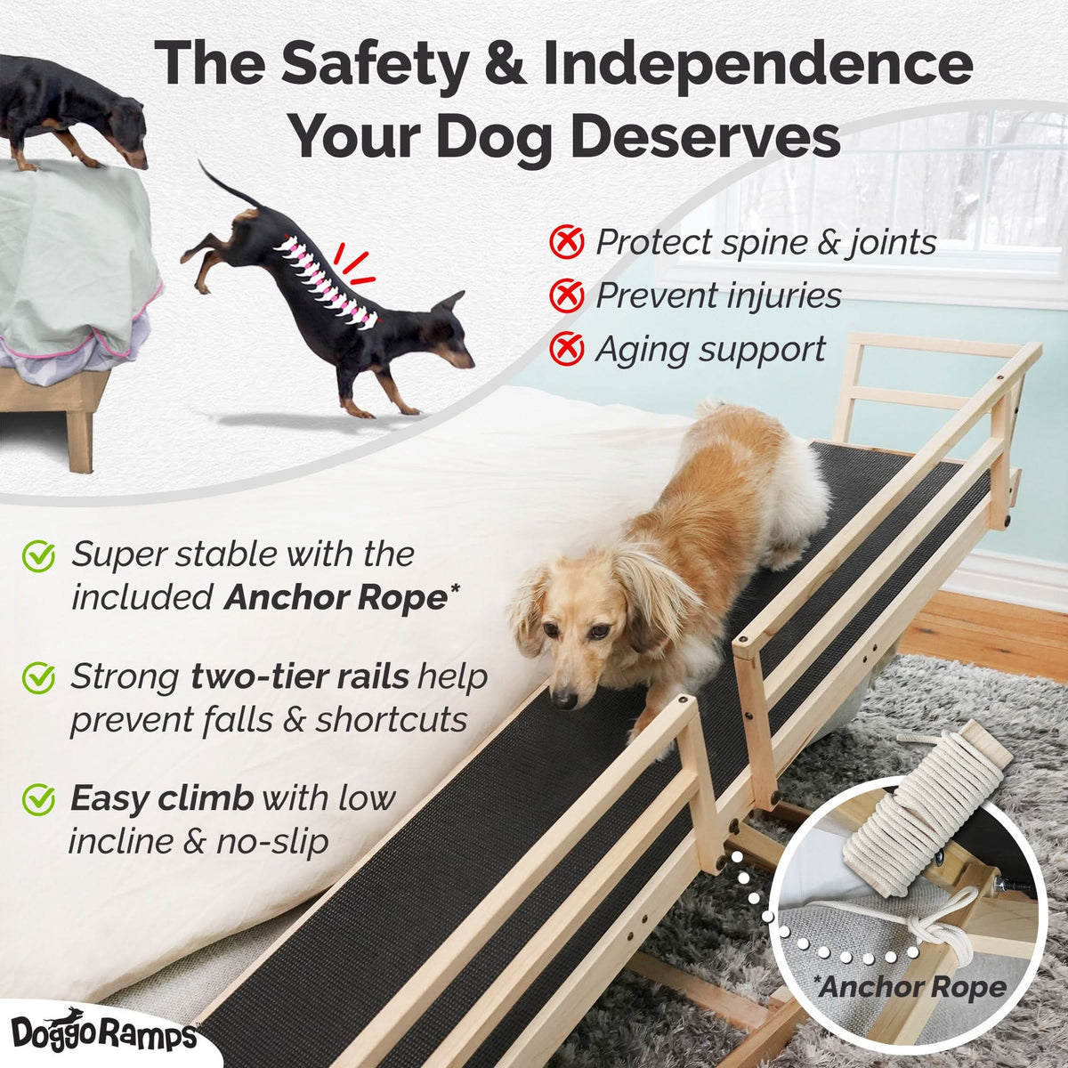 Adjustable Solid Maple Dog Ramp for Beds from 12 to 37 Inches High with Side Rails and Non-Slip Traction product image 12
