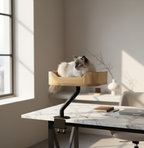 Rotating Desk-Mounted Cat Bed with Tool-Free Clamp, Handwoven or Birchwood Nest for Cats up to 45 lb source image 12