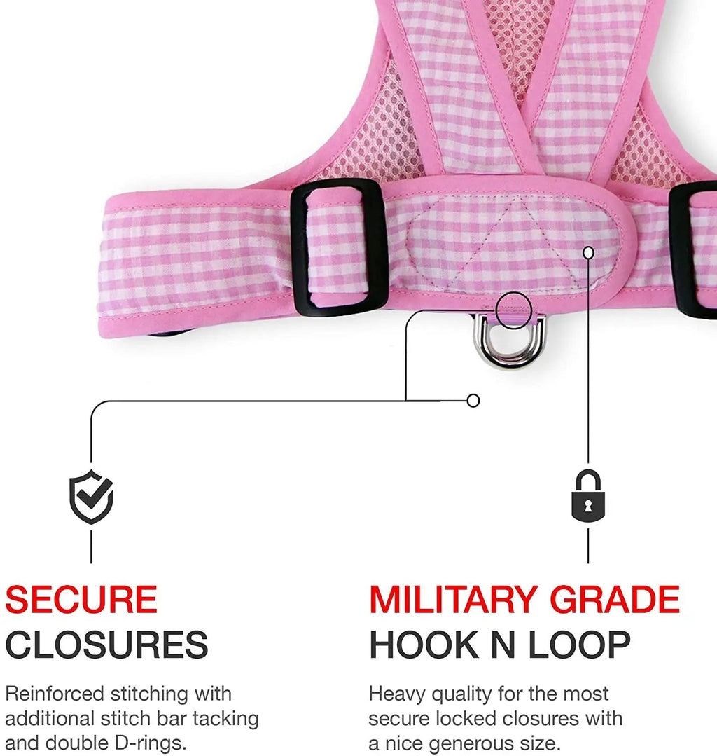 Gingham Step-In Dog Harness, Soft Adjustable Mesh Walking Vest in Five Colors for Dogs from 3 to 40 Pounds source image 13