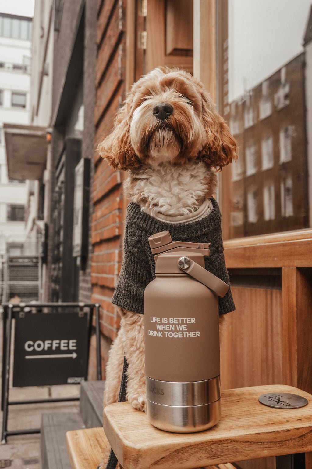 3-in-1 Dog Travel Water Bottle with 32 oz Reservoir and Two Detachable Bowls in Three Colors source image 13