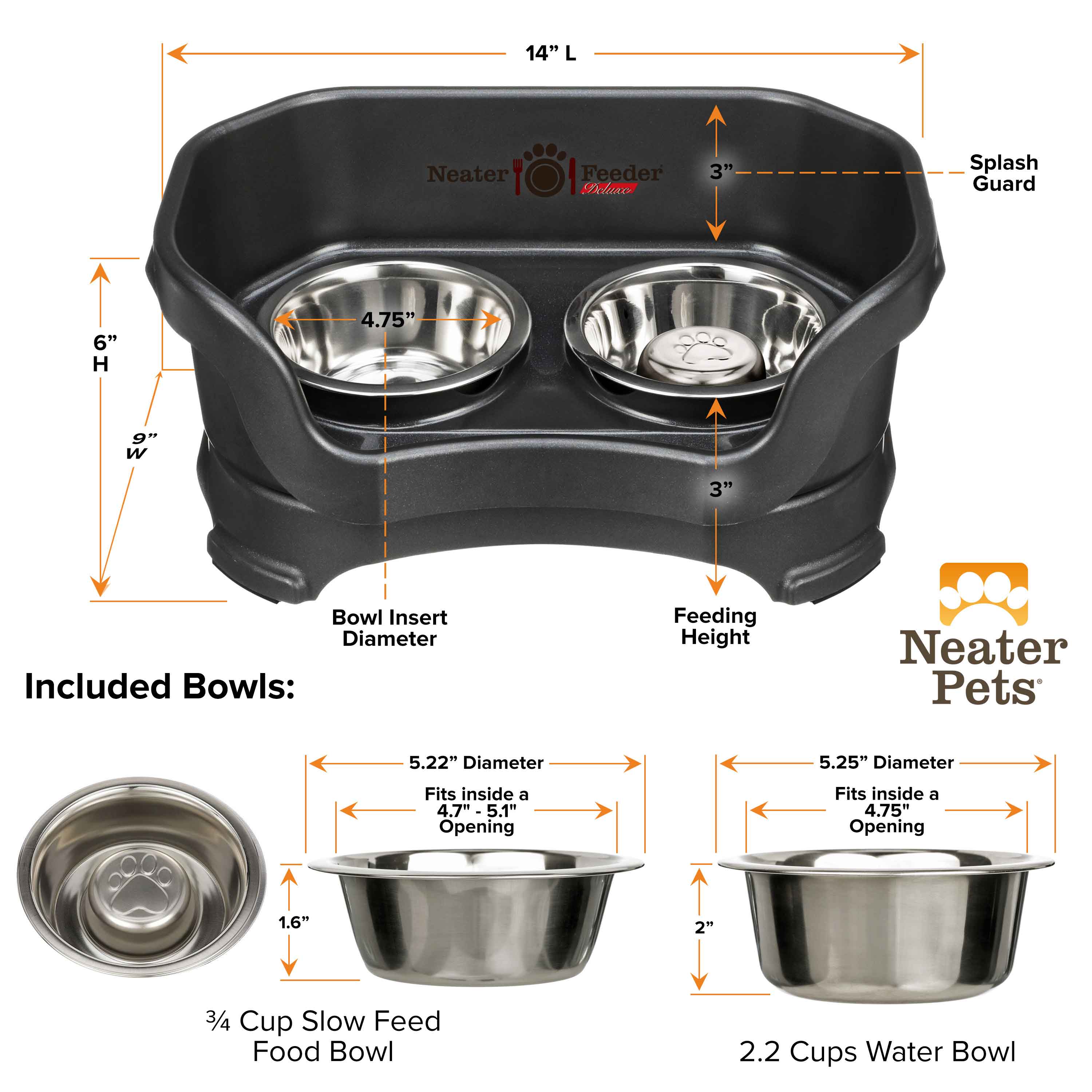 Elevated Slow Feeder Station for Dogs, Stainless Steel Bowl Set and Spill-Catching Basin in Three Sizes source image 13
