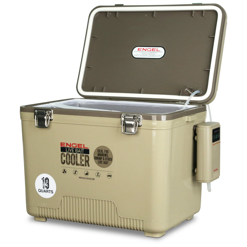 19 Quart Live Bait Cooler, USB-C Rechargeable Aerator and Stainless Hardware for Fishing Trips source image 14