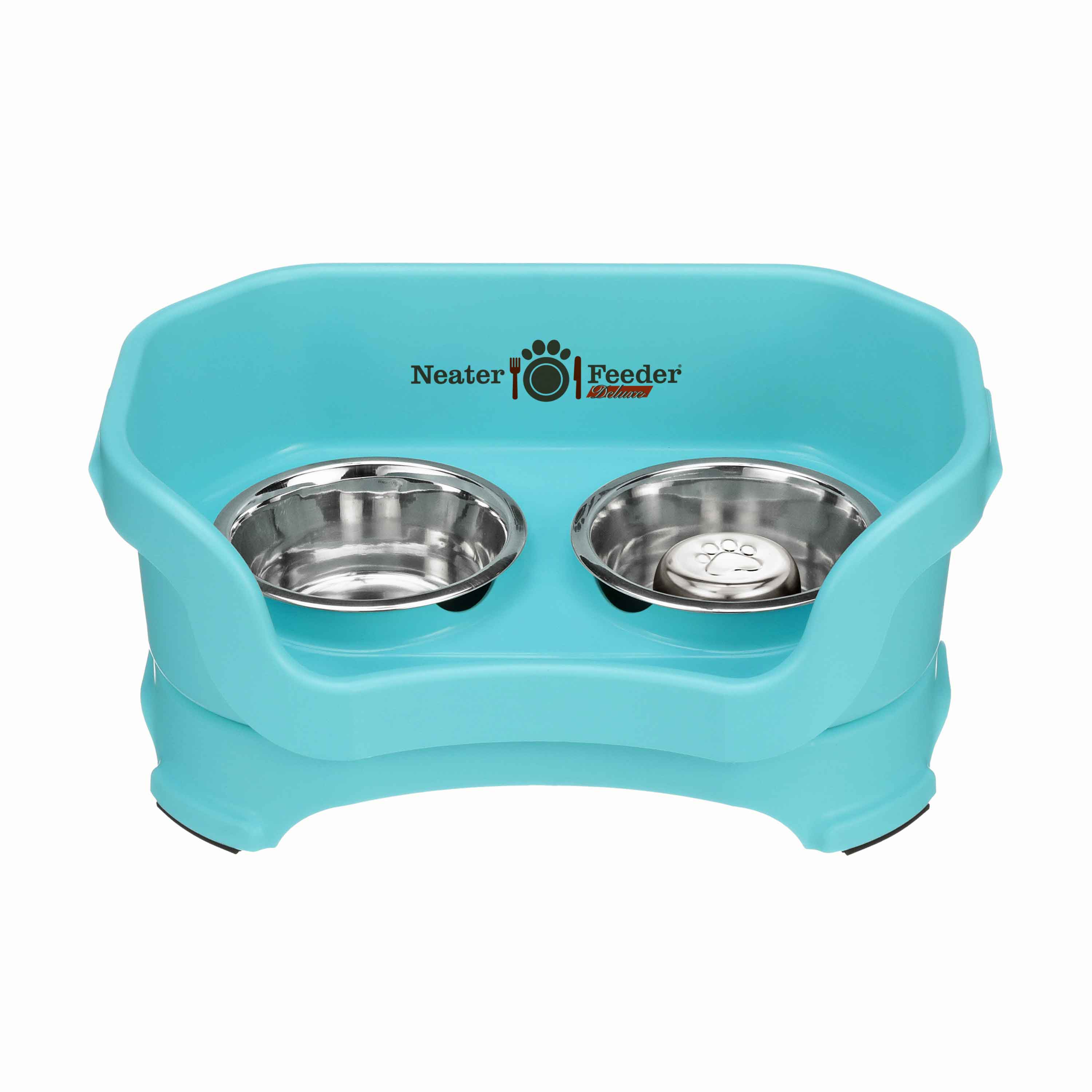 Elevated Slow Feeder Station for Dogs, Stainless Steel Bowl Set and Spill-Catching Basin in Three Sizes source image 14