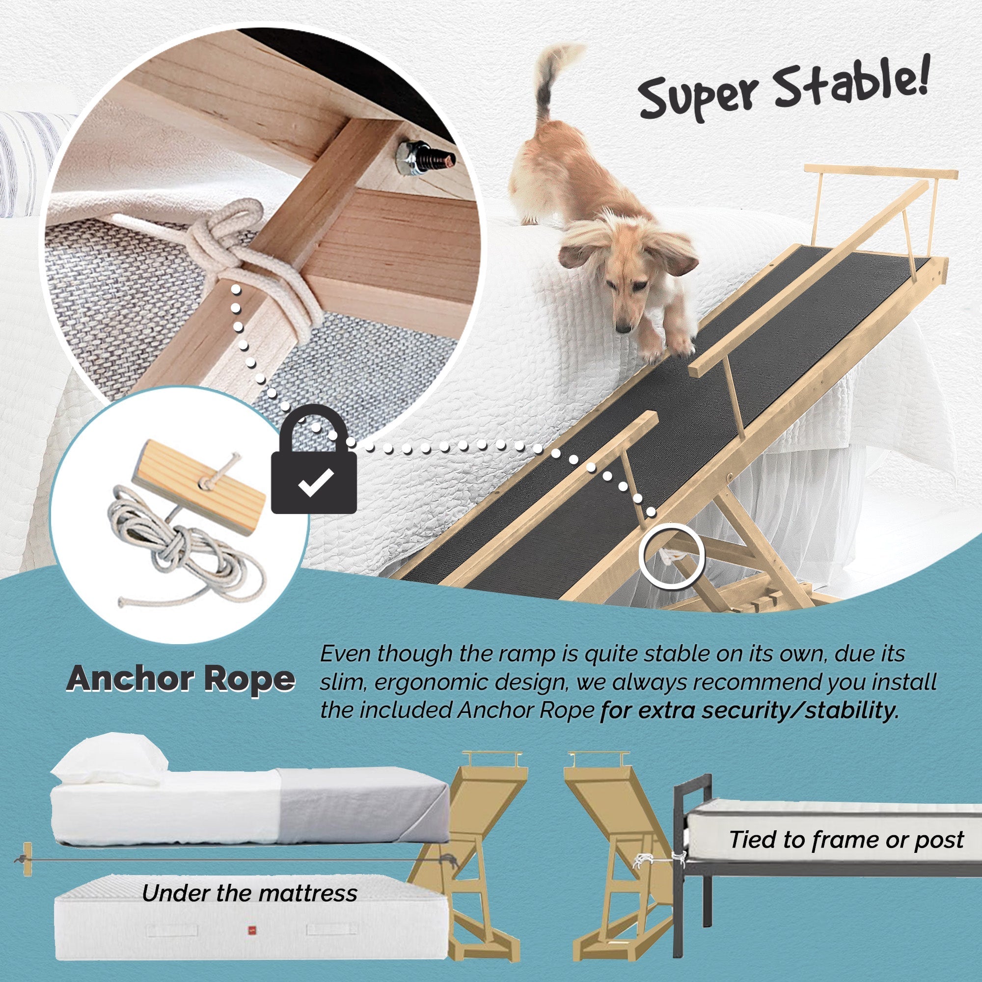Adjustable Solid Maple Dog Ramp for Beds from 12 to 37 Inches High with Side Rails and Non-Slip Traction product image 14
